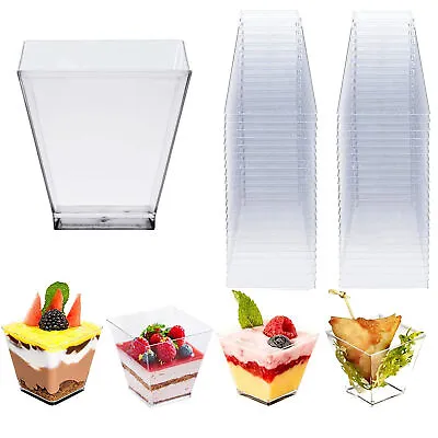 40 Clear Square Shot Glasses 2 Oz Hard Plastic Disposable Dessert Cups Catering • $11.90