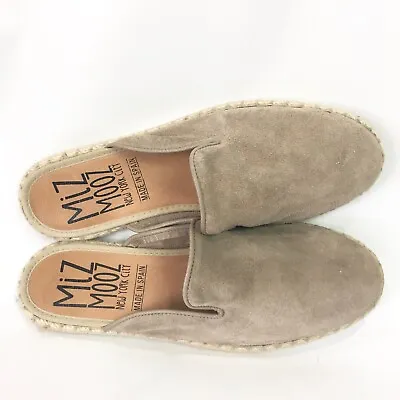 Miz Mooz Womens 9.5 Carson Mules Espadrille Flat Taupe Suede Slip On Shoes 40 • $33.81