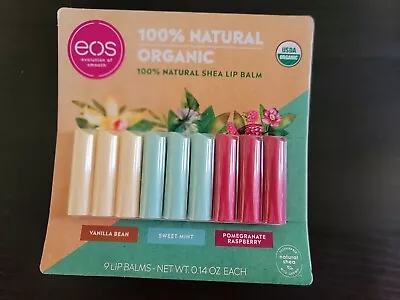 EOS 100% Natural Shae Lip Balm. 9-Pack Containg 3 Flavors • $21.49