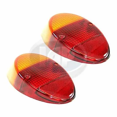 1962-1967 VW Bug Beetle Euro Rear Tail Light Lens Set Left Right Pair Amber Red • $23.35