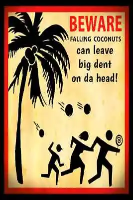 $14.99 • Buy Falling Coconuts! 8 X12  Metal Sign Luau Tiki Bar Beach Pool Party Hot Tub Decor
