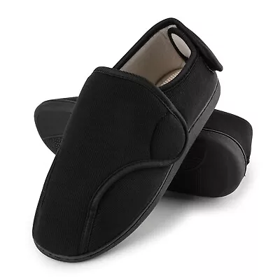 Mens Slippers Memory Foam Diabetic Slippers Wide Fit Adjustable House Shoes • $18.92