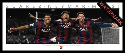 $145.99 • Buy Lionel Messi - Neymar - Luis Suarez - Barcelona Wings - Framed Lithograph Poster