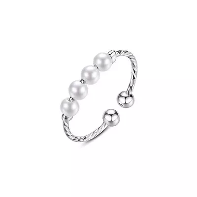 £3.59 • Buy Unisex Anti Anxiety Rings Silver Adjustable Anxiety Relief Spinning Fidget Ring