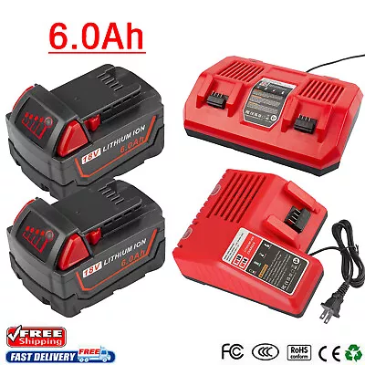 For Milwaukee For M18 18V 6.0Ah Capacity Lithium Battery Dual Charger 48-11-1850 • $20.99