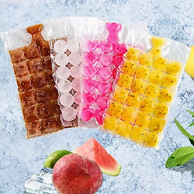 100Pcs Disposable Self-Sealing Ice Cube Bags Freezer BBQ Party Cubes Maker Tray • £5.95