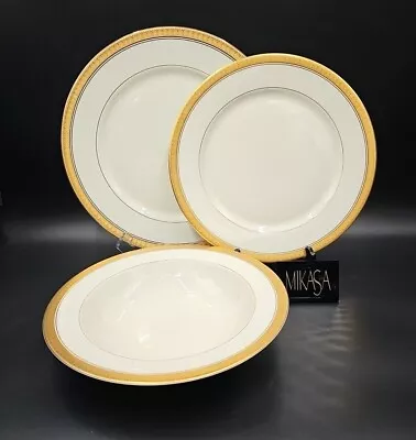 Mikasa PALATIAL GOLD 10  Round Vegetable Bowl 12  Round Platter & Dinner Plate • $84.88