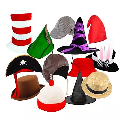 Kids World Book Day Fancy Dress Costume Hats Pilot Cat Pirate Witch Top Hat • £5.99