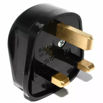 Black Mains Plug Electric Power Socket Adaptor Fused Adapter Uk 3 Pin 240v 13amp • £3.19