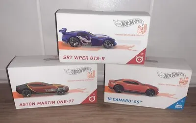 Hot Wheels ID X 3 Vehicles - Aston Martin One-77 SRT Viper GTS-R 18 Camaro SS • £33.33