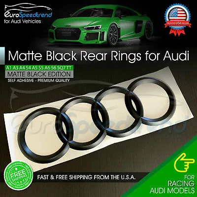 AUDI Rings Matte Black Trunk Lid Badge Logo Emblem Rear For A1 A3 A4 S4 A5 S6 A6 • $14.98