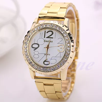 Women Mens Ladies For Crystal Alloy Stainless Steel Rose Wrist W • $18.04