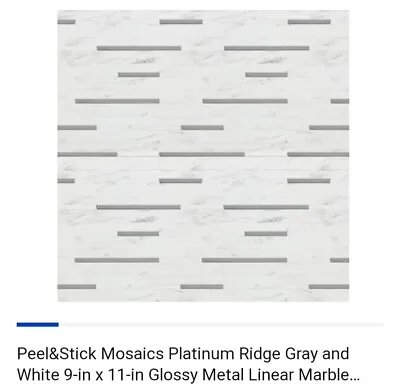 Peel-and-Stick Mosaic Wall Tile 9 X11  -  Platinum Ridge Gray/white  • $5.99