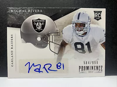 2013 Panini Prominence Rookie Team Helmet Autographs #212 Mychal Rivera 584/999 • $3