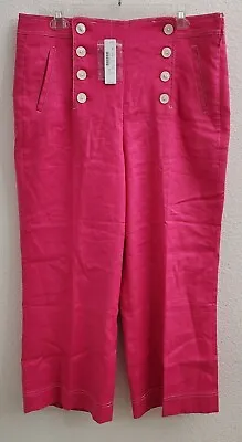 J.Crew Pink Peyton Sailor High Rise Linen Blend Slightly Wide Leg Pants 14 New • $49.99