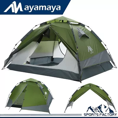 AYAMAYA 3-4 Person Tent Auto Family Camping Pop Up Waterproof Double Layer Dome • $59.99