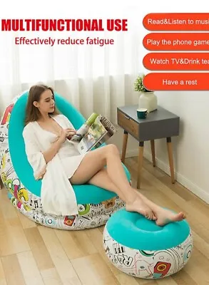 £19.99 • Buy Deluxe Inflatable Sofa Chair/ Footstool Outdoor/Indoor  Sofa Grafitti Green
