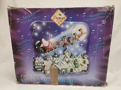 Vintage Fibre Optic Santa And Reindeer Light In Original Box  • £24.99