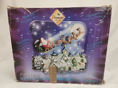 Vintage Fibre Optic Santa And Reindeer Light In Original Box  • £24.99