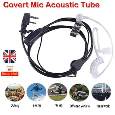 2 Pin Security Air Tube Headset Covert Earpiece Mic Talkie Radio Kenwood Baofeng • £4.75