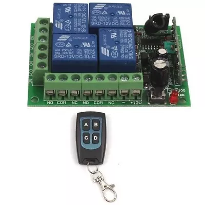 12V 4 Channel Auto RF Wireless Remote Control Switch Module Relay 315MHz/433MHz • $16.34