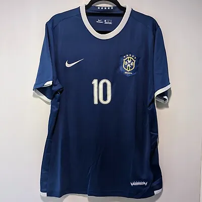 Brazil Ronaldinho Retro Jersey 2006 Away Blue Men's L • $69