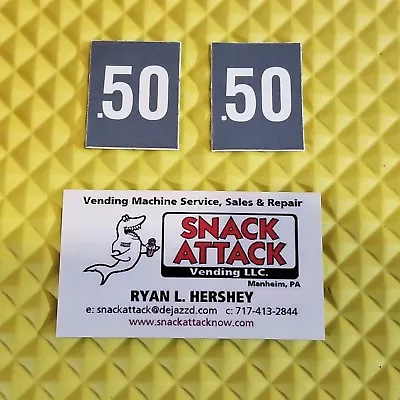 (2) SODA VENDING MACHINE .50 CENT VEND LABEL PRICE STICKERS / Free Ship! • $9.99