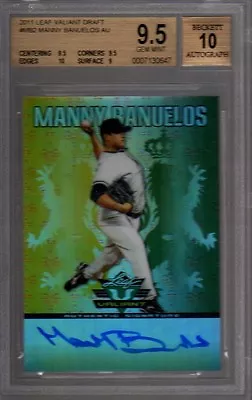 2011 Leaf Valiant Draft Manny Banuelos Green Prismatic Refractor RC Auto BGS 9.5 • $35