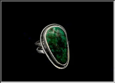 Gorgeous Vintage Sterling Silver Eilat King Solomon Stone Adjustable Ring • $37.99