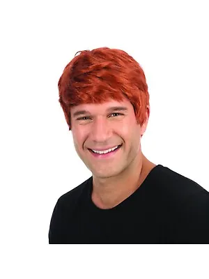 Mens Ginger Wig Short With Fringe 60s Boyband Male Fancy Dress Outfit Accessory • £8.90