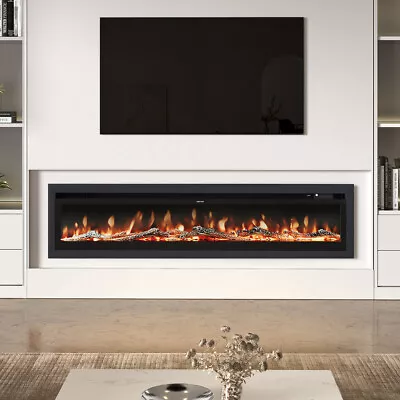 70inch Insert/Wall Mounted/Stand LED Fireplace Electric Inset Fire With Crystal • £309.95