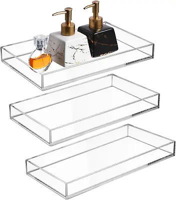 Acrylic Vanity Tray Bathroom Tray For Serving Vanity Makeup Organizer Clear Hand • $50.39