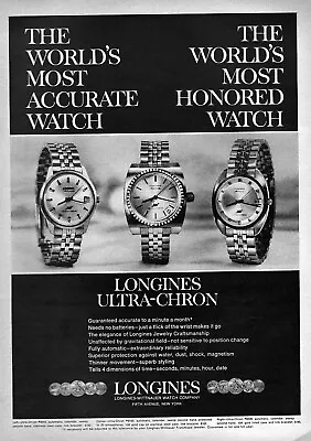 £14.46 • Buy 1969 Longines Ultra Chron Watch Original Ad 