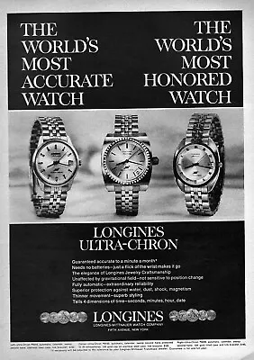 £14.46 • Buy 1969 Longines Ultra Chron Watch Original Ad 