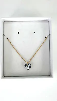 HM Necklace Heart Crystal Pendant Gold Tone Chain Valentine Gift Box Jewellery • £5.99