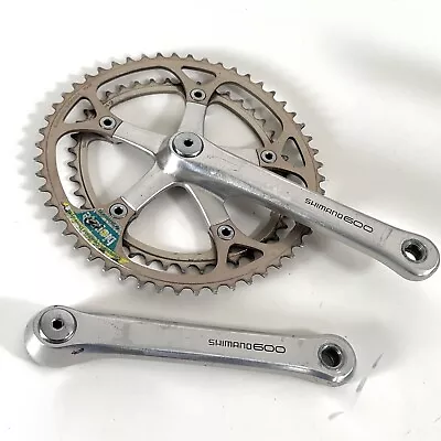 Shimano 600 52/42 Biopace Crankset 172.5mm FC-6207 Road Double Vintage Silver • $39.98