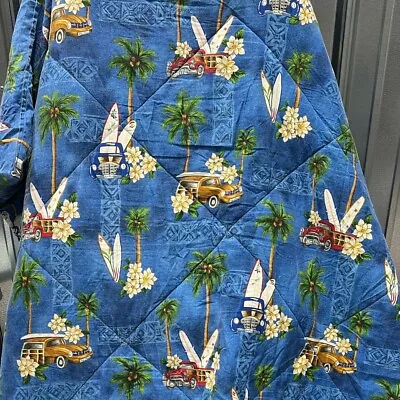 Dean Miller Comforter Twin Blue Surf Hawaii Vintage Cars Floral Palm Tree • $42.98