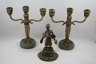 Unique Vintage Tibetan (?) Ashtray And Brass (?) Candelabra Set • $29.99