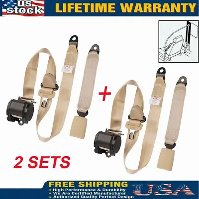 $44.69 • Buy 2set Retractable 3 Point Safety Seat Belt Straps Front Auto Vehicle Adjustable