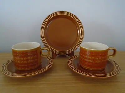 2 Hornsea Saffron  Cups And Saucers And 1 Small Plate • £6