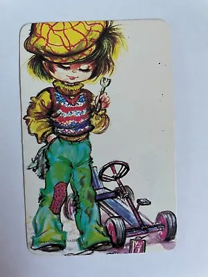 Teenager Boy Young Man Mechanic Fix Go Cart Car Vintage 1970s Children Swap Card • $2.50