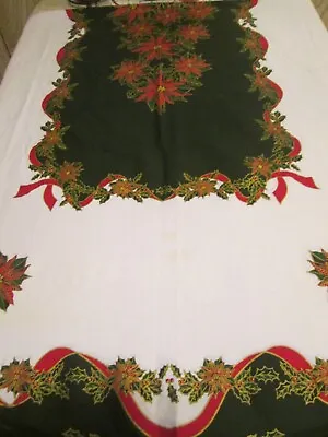 $20 • Buy Vintage Cotton Christmas Banquet Tablecloth 100  By  58 