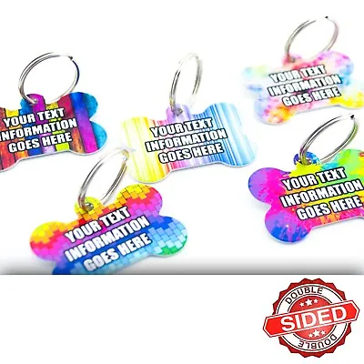 £3.99 • Buy Fun Pet ID Tags Metal Bone Pet Tags Dog Name Discs Personalised Double Sided