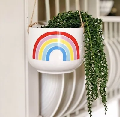 £9.95 • Buy Ceramic Hanging Plant Pot Planter Rainbow Indoor Flower Pot , Plants, Home Decor