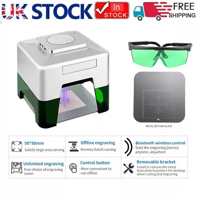 Bluetooth CNC Laser Engraving Machine DIY Printer App Control Mini Laser Engrave • £149.99