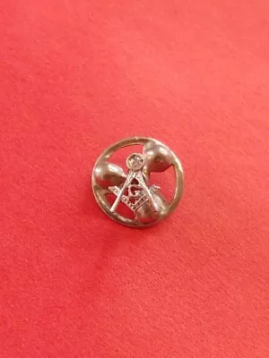 Vintage Sterling Silver FreeMason Lapel Pin With Diamond.  Screwback Post. • $17.50