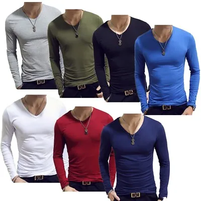 $11.46 • Buy Mens Stretch Long-Sleeve T-shirt Pullover Slim Fit Thermal Shirt Undershirts 