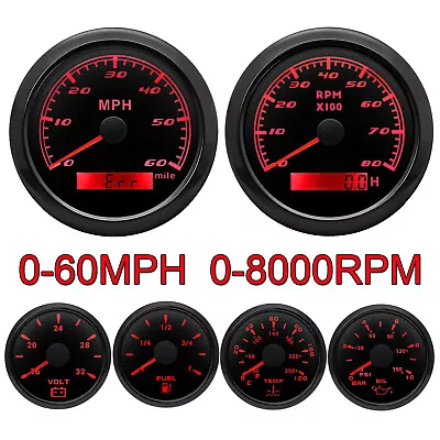 6 Gauge Set GPS Speedometer 60 MPH Waterproof For Car Marine Boat Truck 7 Colors • $128.26