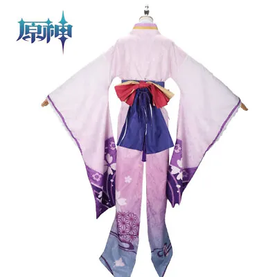 Genshin Impact Cosplay Costume Raiden Makoto Outfits Women Full Set Dress & Wig • $75.95