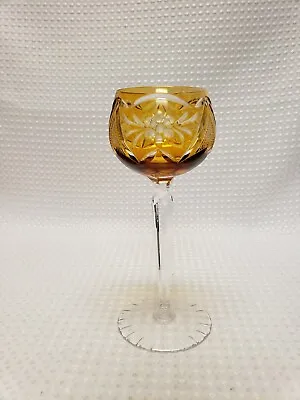 Vintage Bohemian Amber Glass Stemmed Goblet • $16